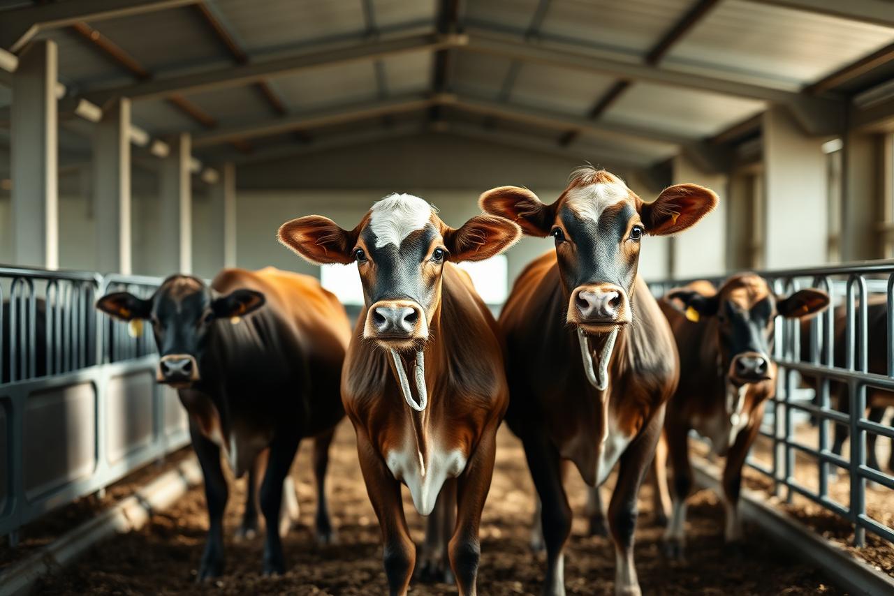 Healthy cattle in a clean professional livestock facility